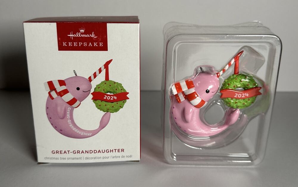Hallmark 2024 Keepsake Great-Granddaughter Narwhal Christmas Ornament New w Box